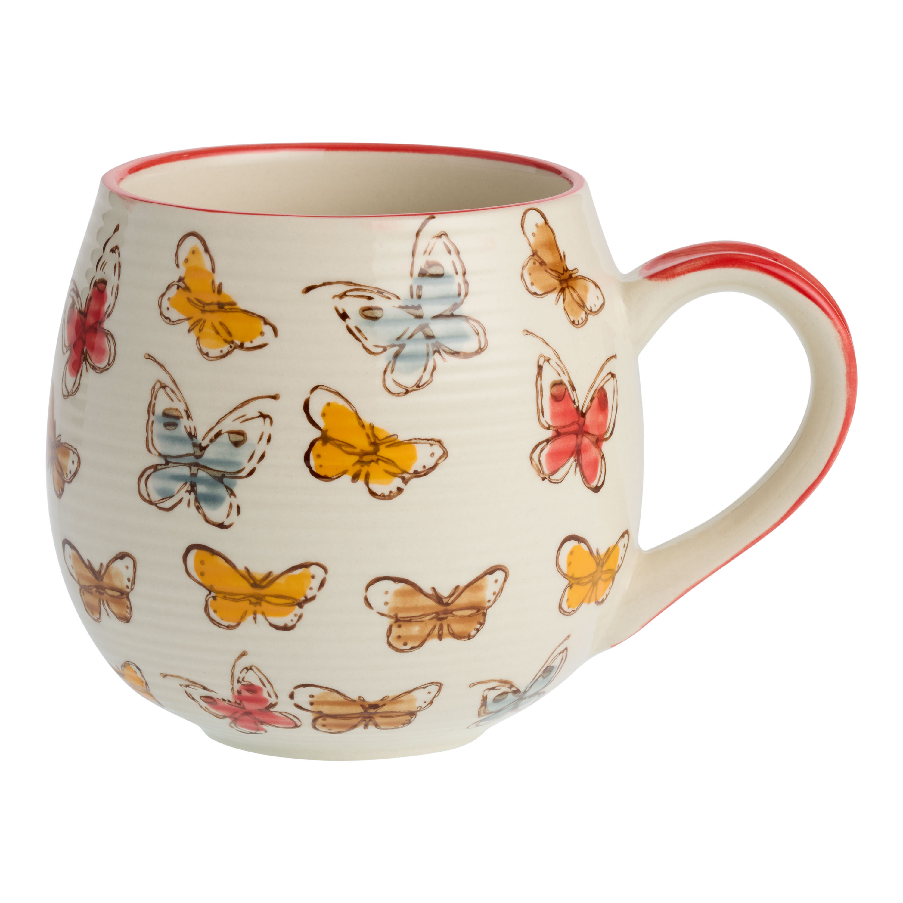 Multicolor Illustrated Butterfly Hand Painted Ceramic Mug - World Market | World Market