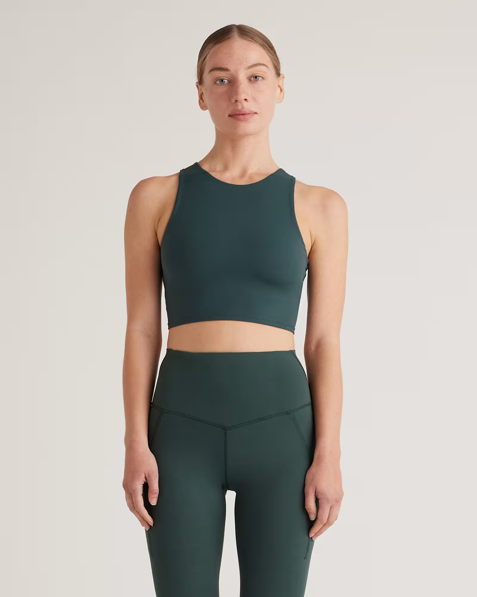 Ultra-Form High-Neck Cropped Tank in Forest Green | Quince