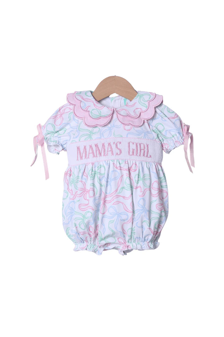 Smocked Mama's Girl Sweet Bows Scalloped Bubble | The Smocked Flamingo