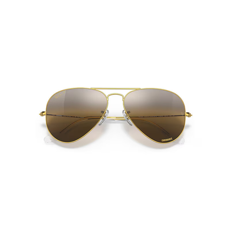 Ray-Ban Aviator Chromance Sunglasses Gold Frame Brown Lenses Polarized 62-14 | Ray-Ban (US)
