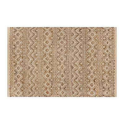 allen + roth 2 x 3 (ft) Loomed Jute Natural Charcoal Rectangular Indoor Chevron Throw rug | Lowe's