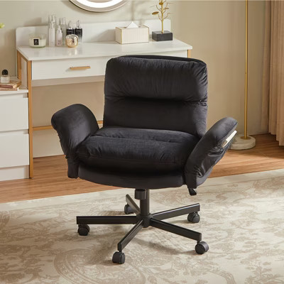 Bestier Criss Cross Chair with Armrests & Wheels, Ergonomic Cross Legged Office Chair Computer Task Chair, Desk Chair for Home Office & Vanity, Black | Target