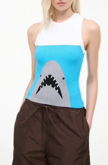 Malia Shark Graphic Rib Knit Tank | Nordstrom