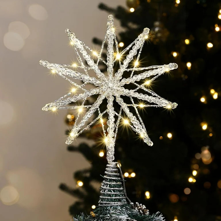 Luxspire Christmas Tree Topper, Lighted Star Tree Topper with USB Remote Control, 10" Clear Metal... | Walmart (US)