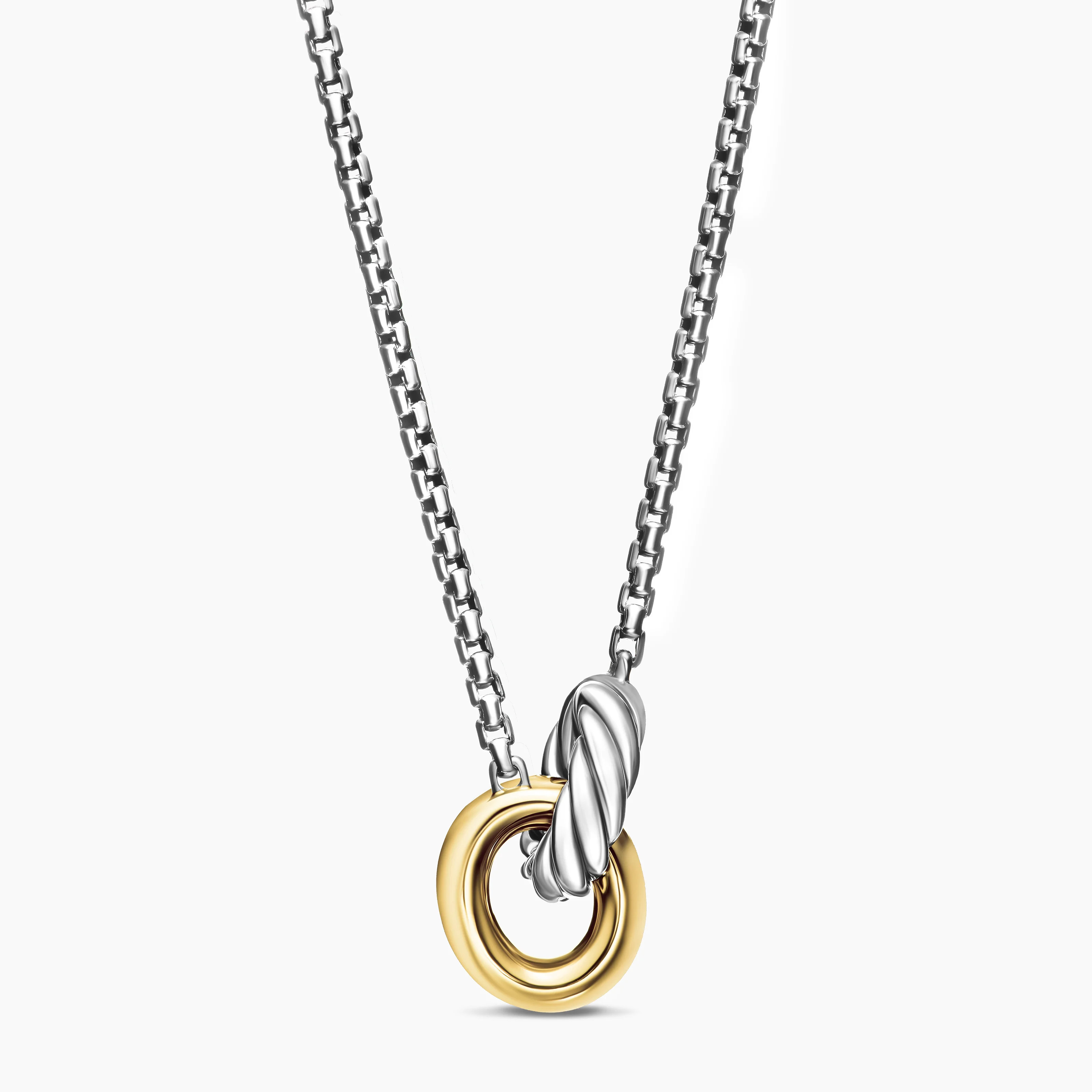 David Yurman | Petite Cable Linked Necklace in Sterling Silver with 14K Yellow Gold, 15mm | David Yurman