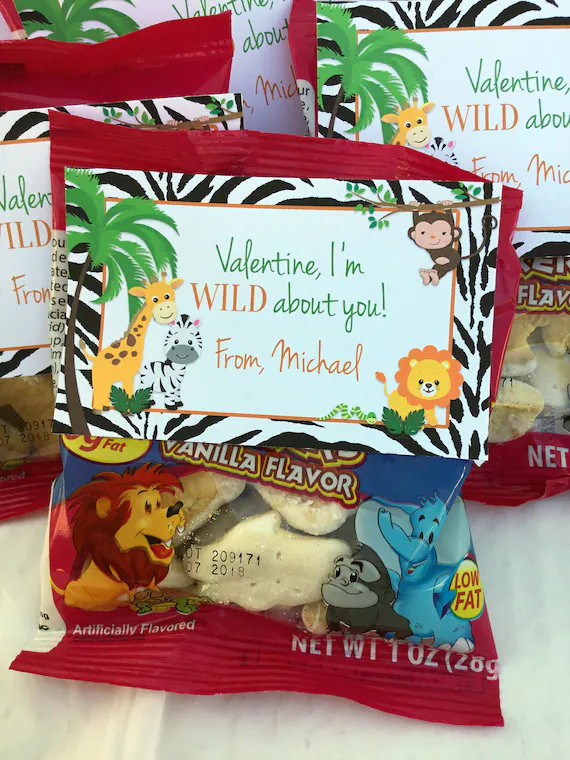 Animal Valentine, Animal Crackers, Valentine, Wild About You, Valentine's Day, Kids Valentines, C... | Etsy (US)