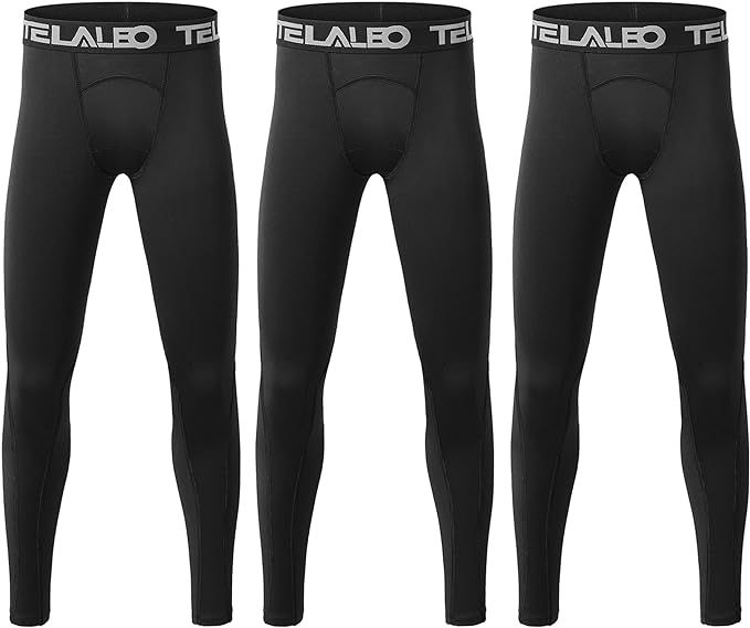 TELALEO 1/2/3/4 Pack Boys' Youth Compression Leggings Pants Tights Athletic Base Layer for Runnin... | Amazon (US)