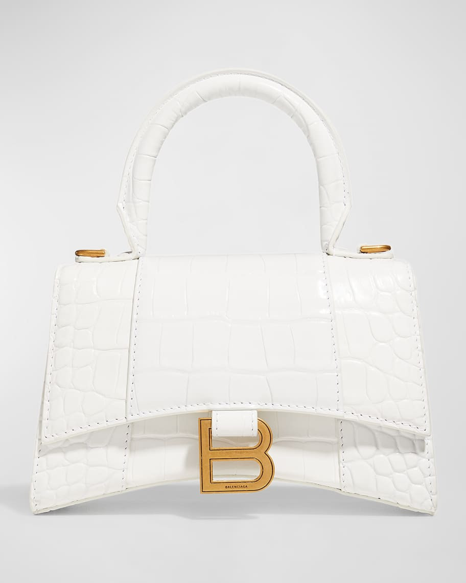 Balenciaga Hourglass XS Crocodile-Embossed Top-Handle Bag | Neiman Marcus
