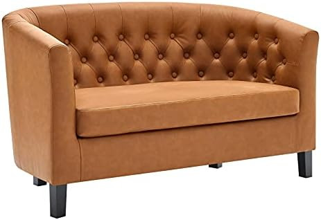 Modway Prospect Upholstered Contemporary Modern Loveseat In Tan Faux Leather | Amazon (US)