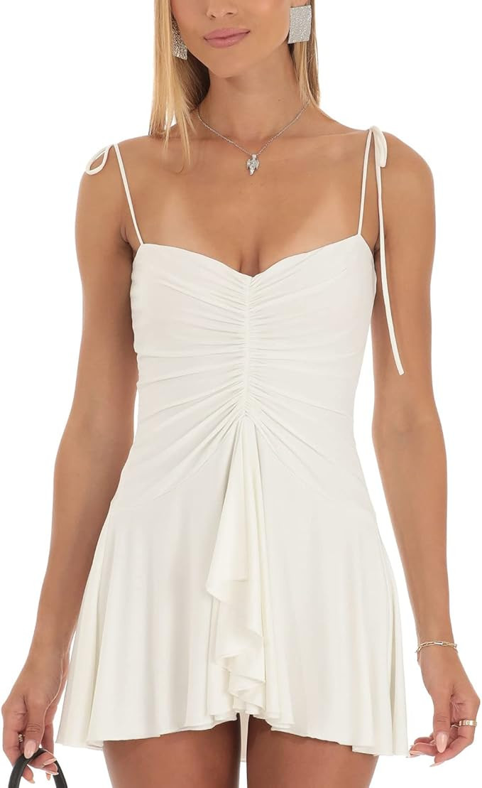 hirigin Sexy Spaghetti Strap Mini Dress Sleeveless Swing Cutout Dress Flowy A Short Sexy Line Dre... | Amazon (US)