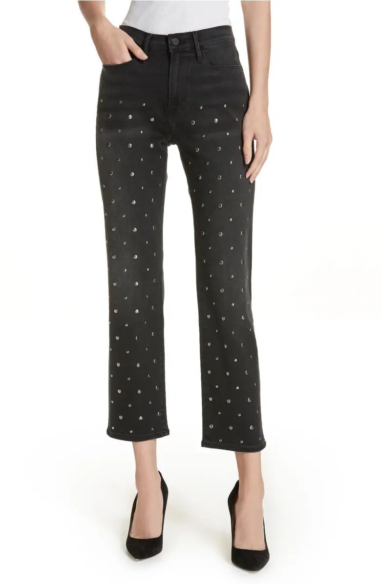 FRAME Le High Stud Ankle Straight Leg Jeans (Silverstone) | Nordstrom