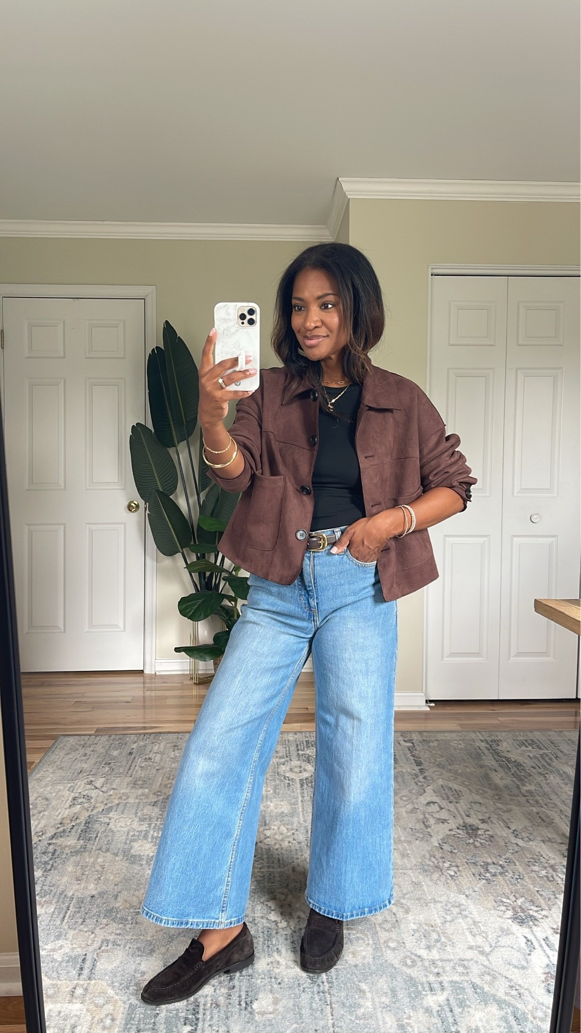 Medium in jacket and size 4 in jeans

#LTKgrwm #LTKootd #LTKOver40