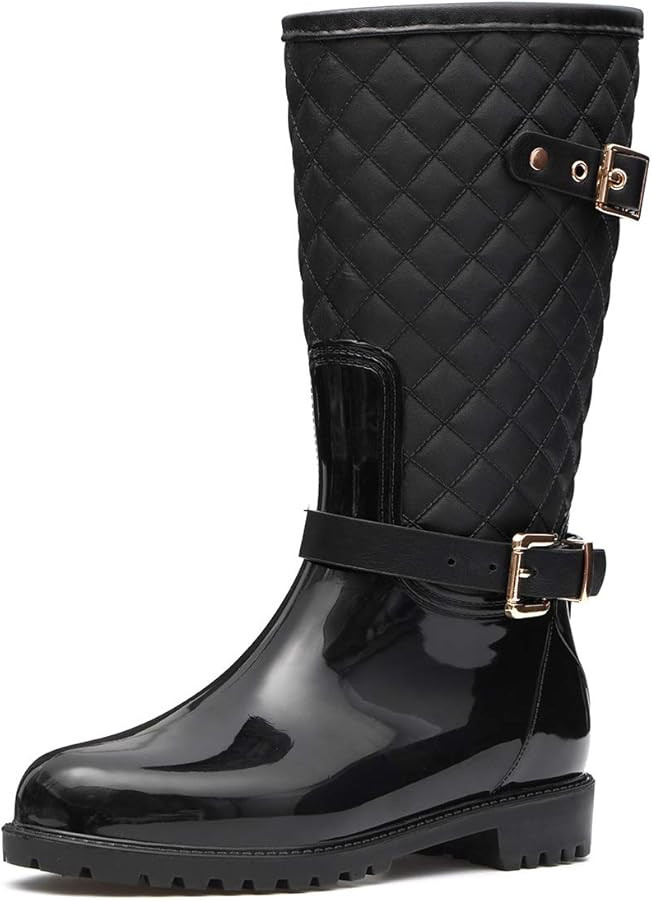 gracosy Women's Rain Boots Waterproof Mid Calf Garden Boots with Buckle Design Anti-Slip Rubber S... | Amazon (US)