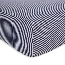 Classic Stripe Organic Cotton BEESNUG® Fitted Crib Sheet - Blueberry | Burts Bees Baby