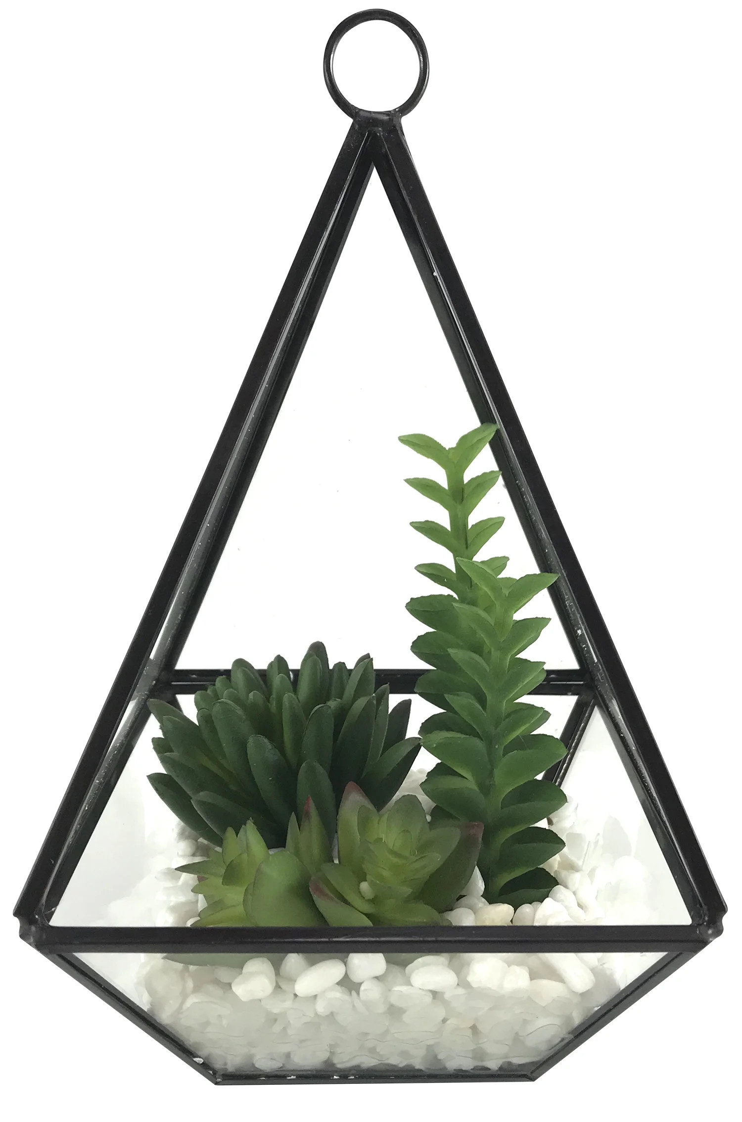Mainstays 7" Artificial Succulent in Metal Geometric Terrarium, Green | Walmart (US)
