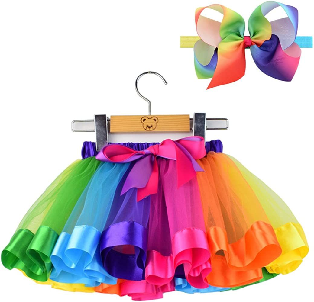 BGFKS LayeredTulle Rainbow Tutu Skirt for Newborn Baby Girls 1st Birthday Photography Outfit Sets. | Amazon (US)