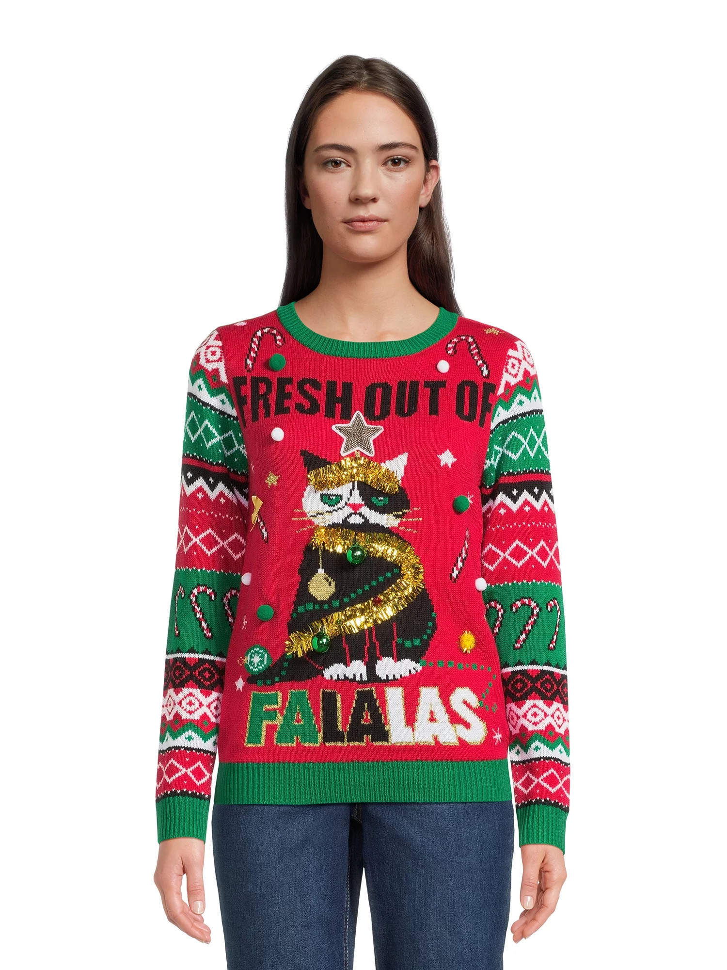 No Boundaries Juniors Christmas Sweater, Midweight, Sizes XS-XXXL | Walmart (US)