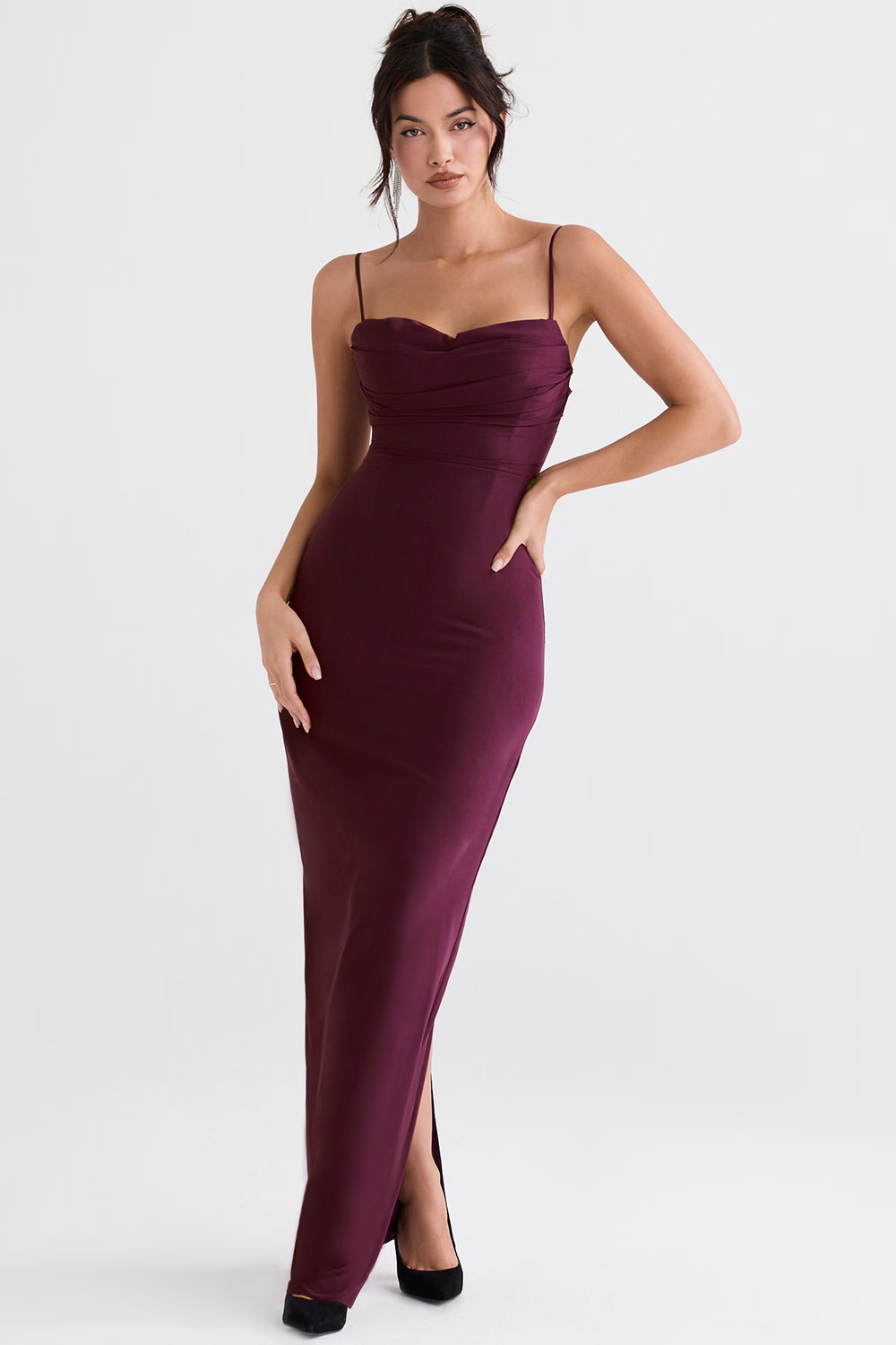 merlot corset maxi dress | House of CB