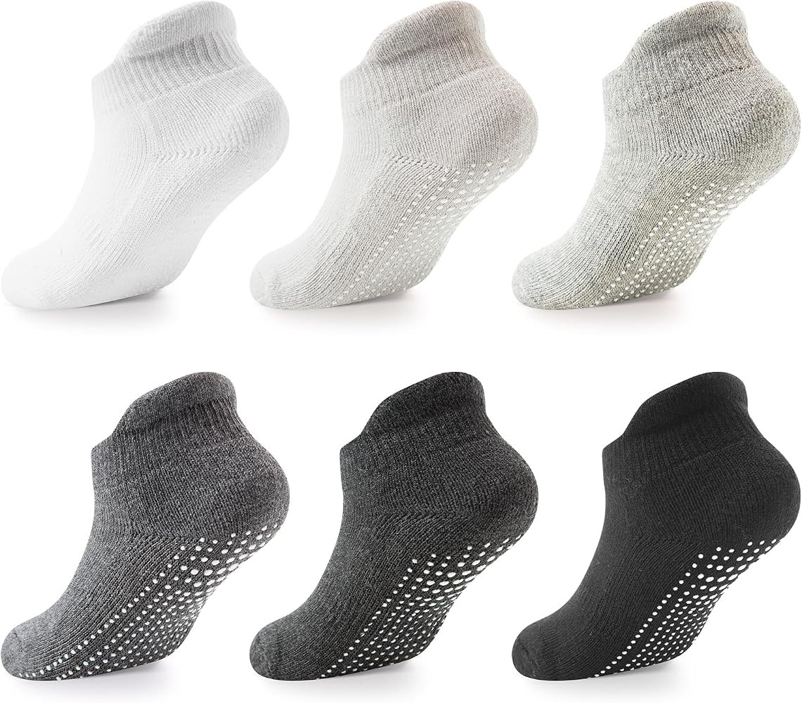 LA ACTIVE Non Slip Grip Ankle Boys and Girls Socks with Non Skid for Babies Toddlers and Kids Bac... | Amazon (US)