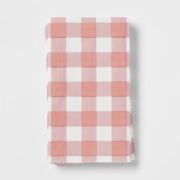 16ct Gingham Disposable Napkin Burgundy - Threshold™ | Target