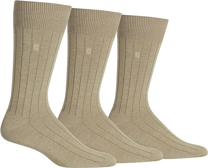 Chaps Men's Soft Touch True Rib Dress Crew Socks-3 Pair Pack-Modal Blend and Embroidered Detail | Amazon (US)