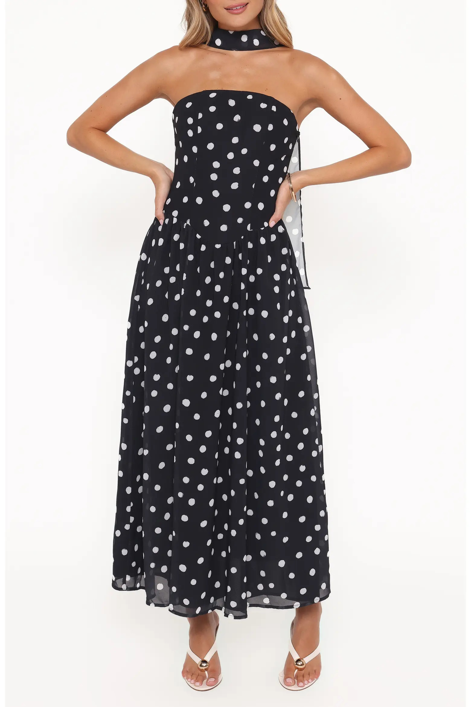 Boston Dot Strapless Maxi Dress with Scarf (Women) | Nordstrom | Nordstrom