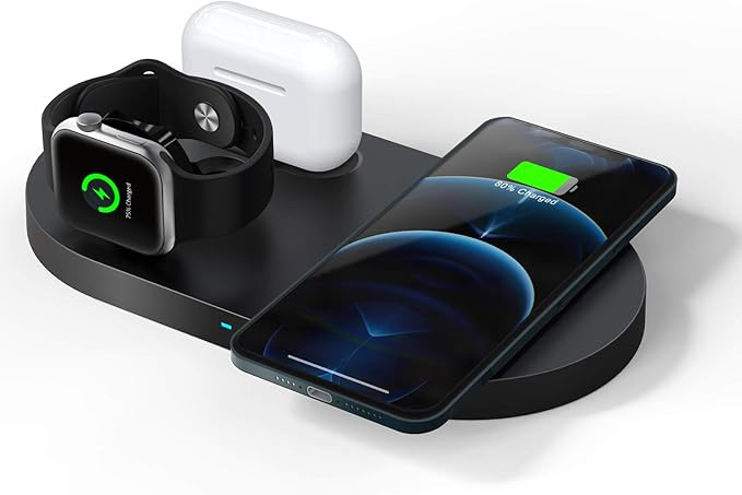 QI-EU Wireless Charger, 23W Fast Wireless Charging Station,3 in 1 Qi-Certified Charging Pad Stand... | Amazon (US)