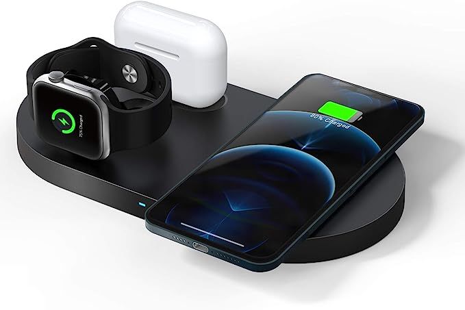 QI-EU Wireless Charger, 23W Fast Wireless Charging Station,3 in 1 Qi-Certified Charging Pad Stand... | Amazon (US)