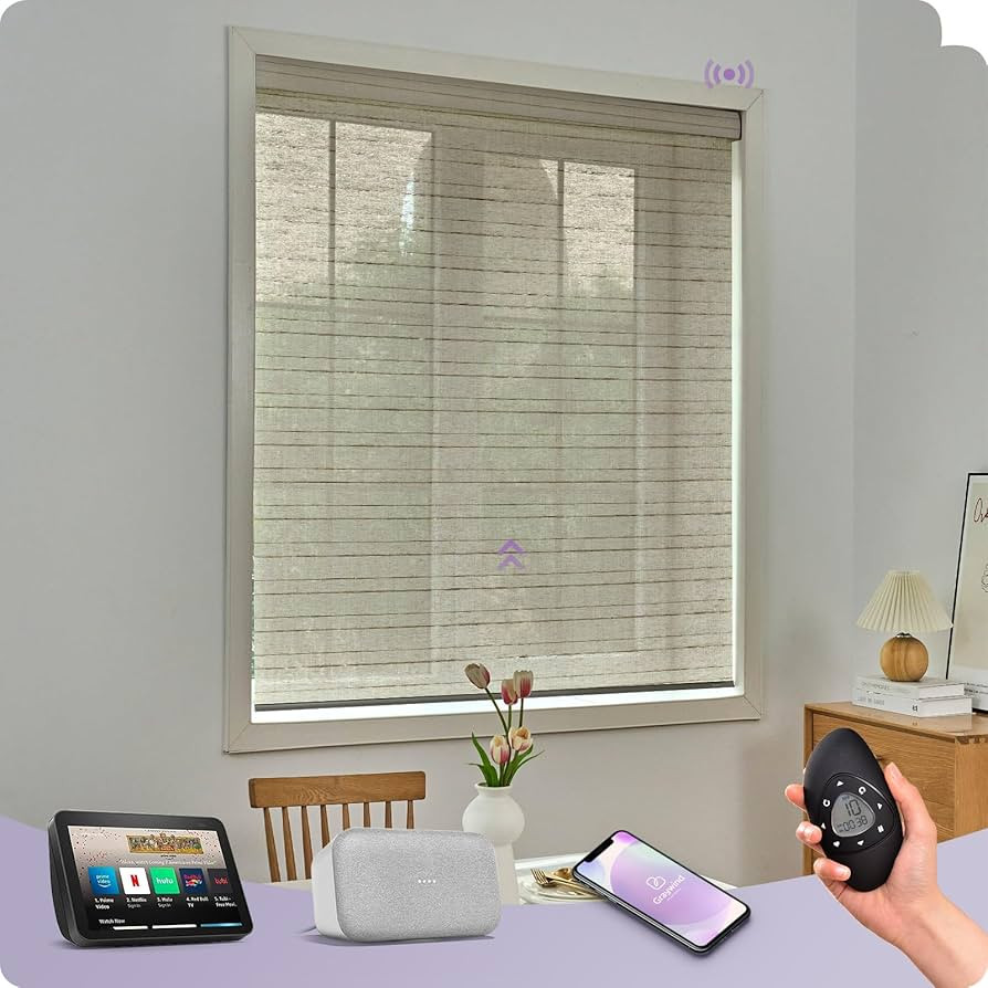 Graywind Motorized Roller Shades Natural Woven Shades for Windows Alexa Google Control Smart Natu... | Amazon (US)