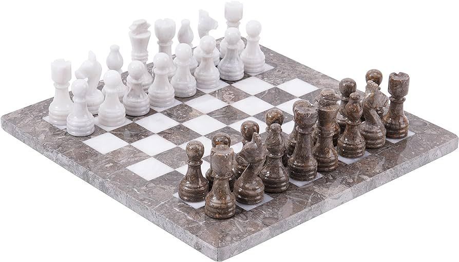 Radicaln Marble Chess Set 12 Inches Grey Oceanic and White Handmade Chess Sets Board Game for Adu... | Amazon (US)