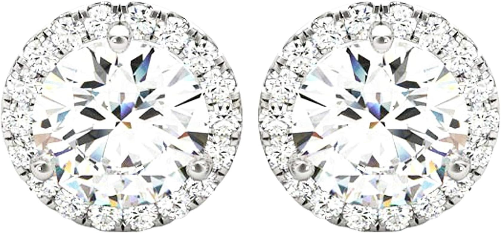 1-5 Carat Round Halo Diamond Earrings 14K Gold Value Collection Push Back | Amazon (US)