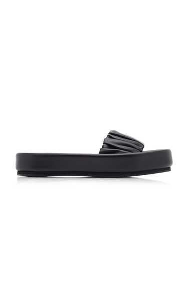 Cruz Ruched Leather Slide Sandals | Moda Operandi (Global)
