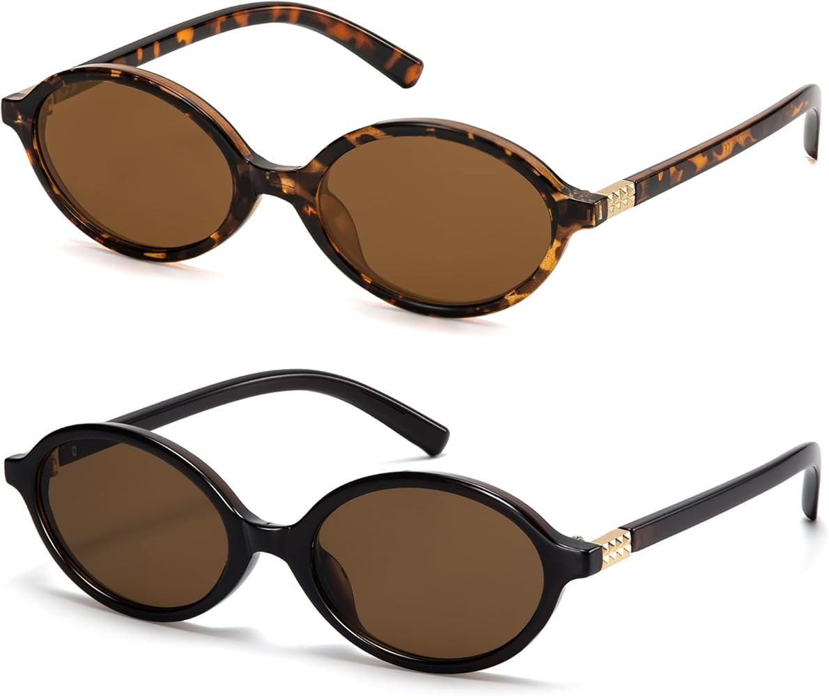 ViewJoy Retro Oval Sunglasses for Women Vintage 90s Y2K Trendy Designer Sun Glasses | Amazon (US)