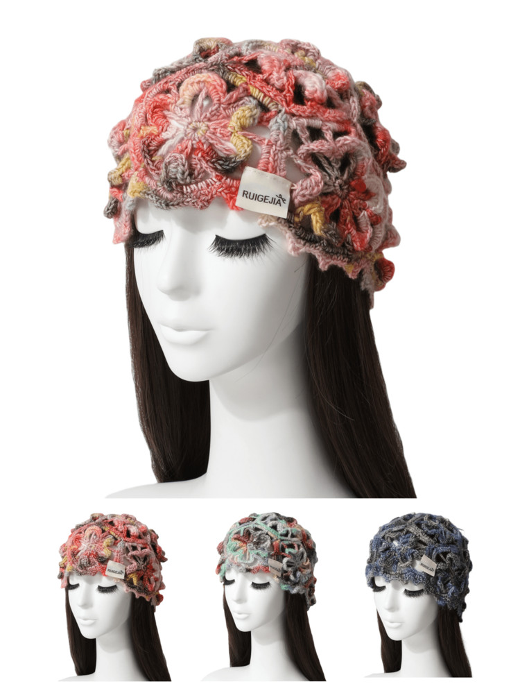 A Women's Colorful Hand-Woven Crochet Hollow Knit Hat, Spring And Summer Breathable Niche Travel To Show The Face Of The Small Bag Hat Fashion Pullover Hat, Fashionable And Versatile | SHEIN