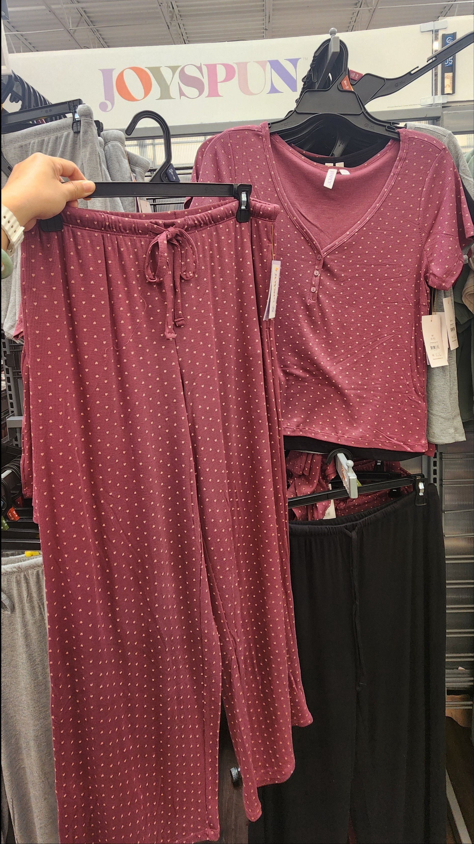 Walmart JoySpun polka dot modal blend ribbed pajama pants and henley pajama top, sold separately, comes in solid colors, too. 

 #LTKdayinmylife #LTKmorningroutine #LTKOver40