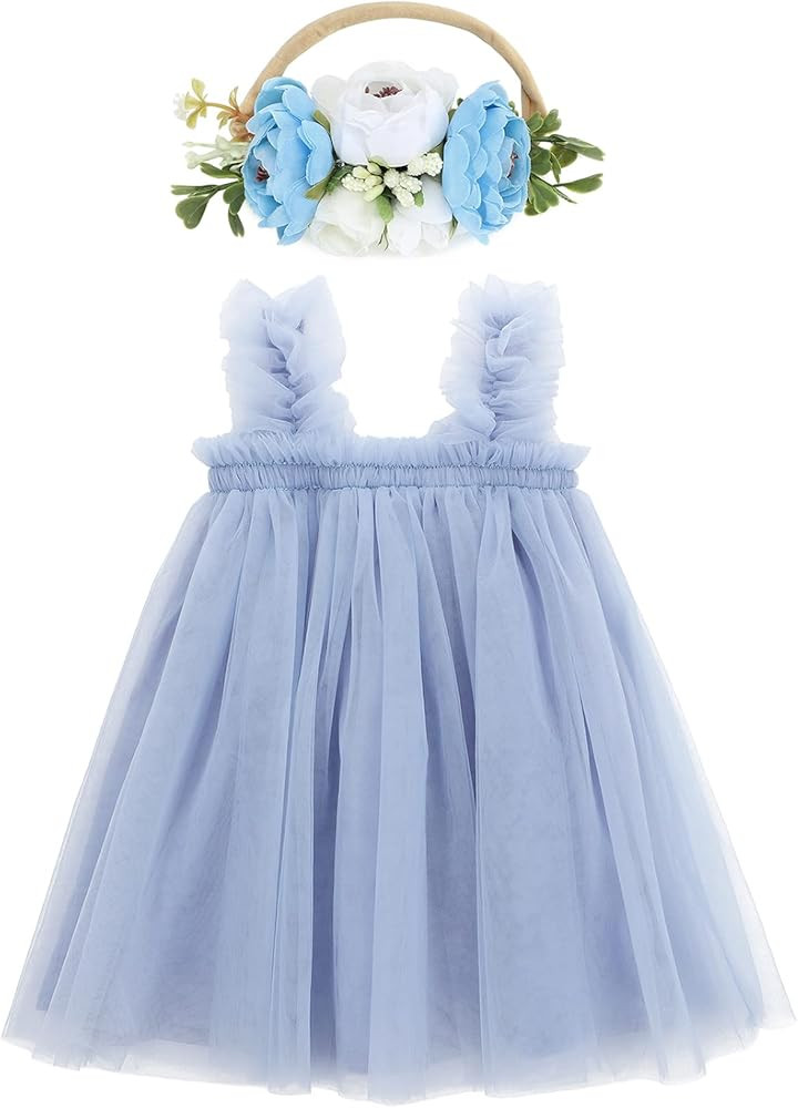 Durio Tutu Dresses for Toddler Girls Birthday Outfit Girl Baby Girl Tulle Dress Infant Dress with... | Amazon (US)