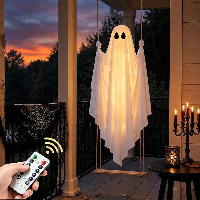 Halloween Decorations Outdoor 5FT Pre-Assembled Hanging Swing Ghost | Amazon (US)