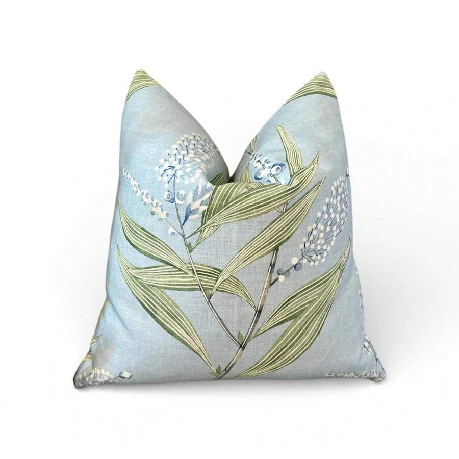 LocalSky Blue Painterly Floral Bud Pattern Throw Pillow Cover With Soft Botanical Open Bloom Desi... | SHEIN