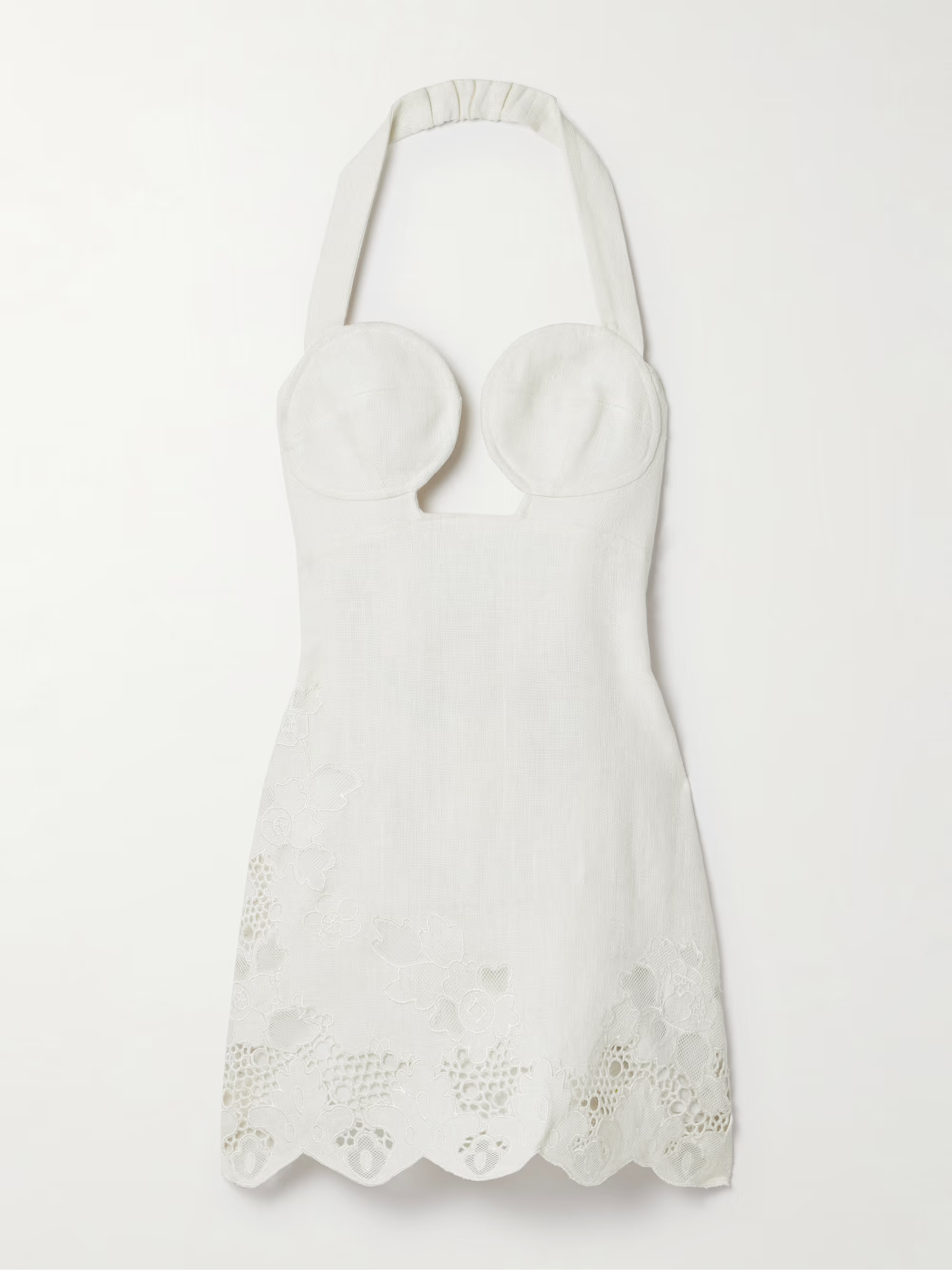 CULT GAIAKailani broderie anglaise-trimmed linen halterneck mini dress | NET-A-PORTER APAC