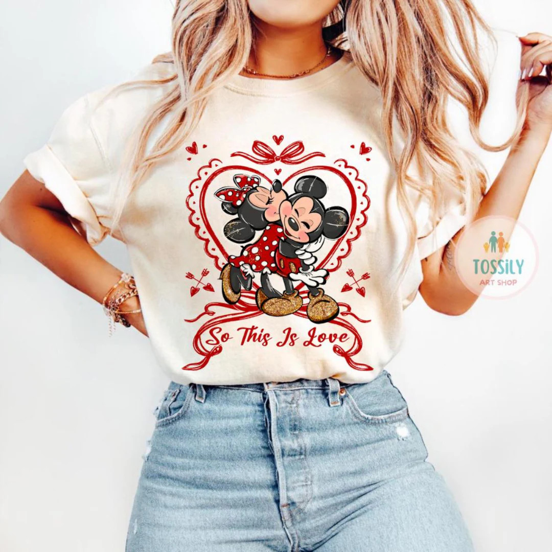 Coquette Bow Disney Mickey Minnie Valentine Shirt Disney Couple WDW Disneyland Sweethearts Disney... | Etsy (US)