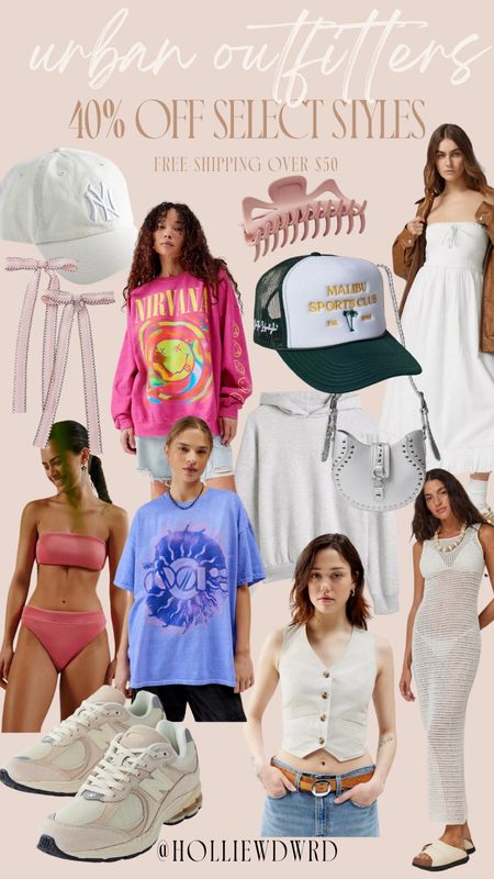 Urban Outfitters 40% off select styles and free shipping over $50 order! 

Graphic tshirt, graphic sweatshirt, trucker hat, crescent bag, silver purse, bow clip, large claw clip, swimsuit coverup crochet dress, vest, spring outfit, vacation outfit, white dress, NY baseball cap

#LTKsalealert #LTKstyletip #LTKfindsunder100