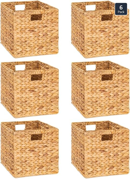 M4DECOR 10.5 x 10.5in Wicker Storage Baskets for Shelves, Water Hyacinth Storage Baskets, Woven B... | Amazon (US)