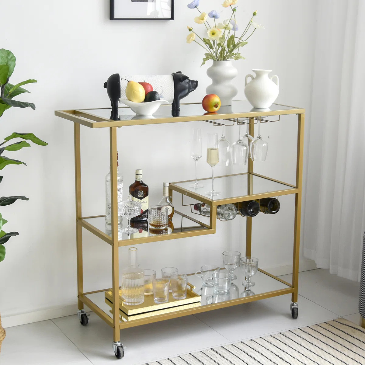 Gregoriana Mirror Bar Serving Cart | Wayfair North America