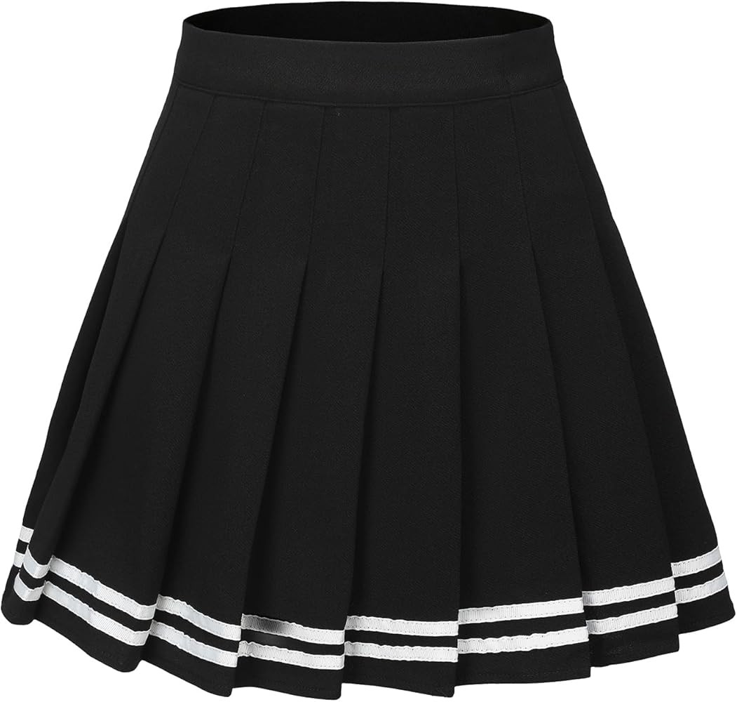 Women's Pleated Skirts High Waist A-Line Uniform Basic Mini Skirt | Amazon (US)