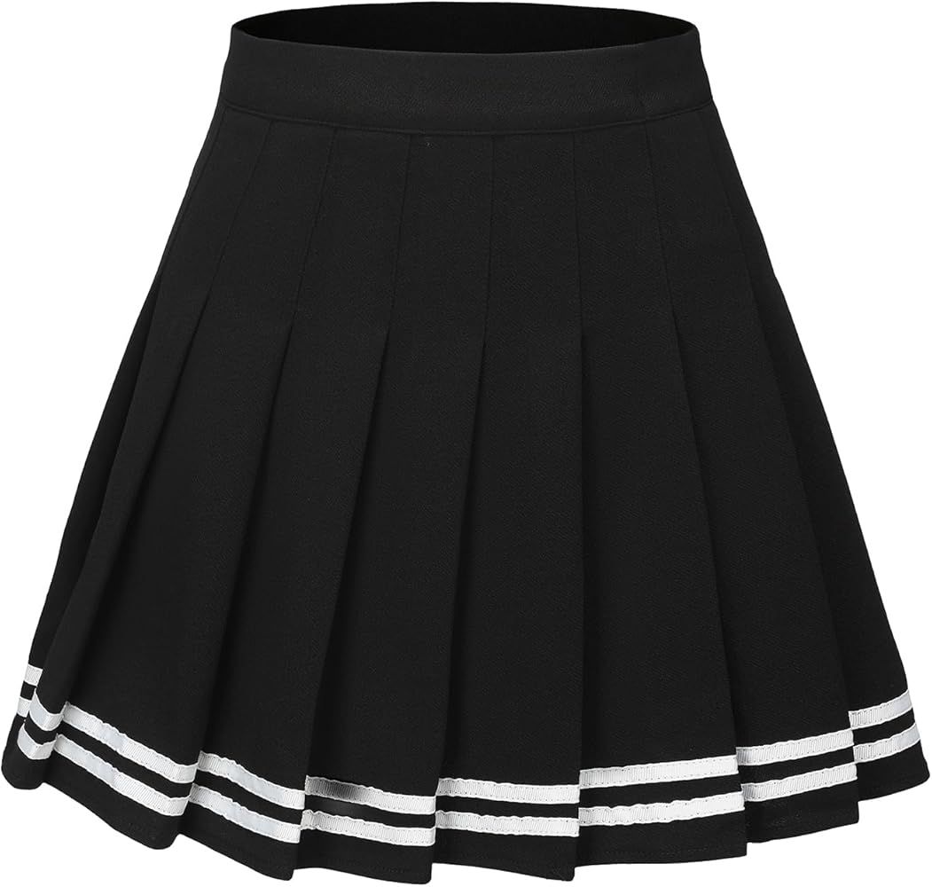 Women's Pleated Skirts High Waist A-Line Uniform Basic Mini Skirt | Amazon (US)