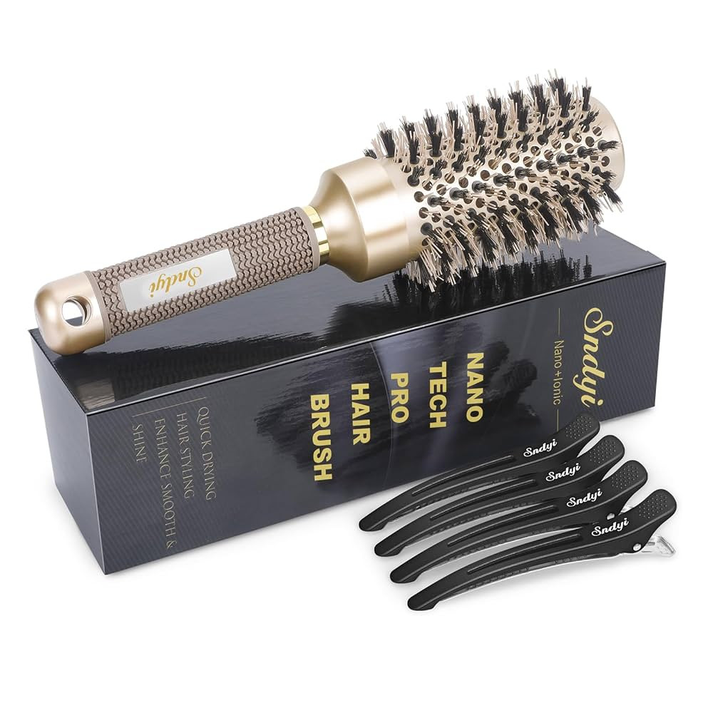 Round Brush for Blow Drying, Nano Thermal Ceramic & Ionic Tech Hair Brush with Boar Bristles, Pro... | Amazon (US)