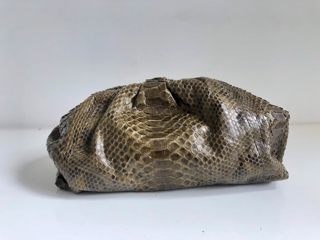 Olive Color Python Leather Cloud Clutch Soft Leather Cloud - Etsy | Etsy (US)