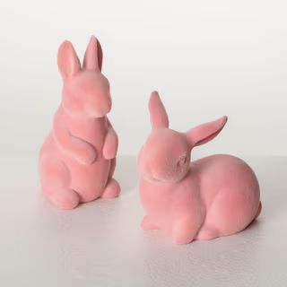 SULLIVANS 5.5 in. And 4.25 in. Pink Velveteen Bunny Set of 2, Ceramic N3062 - The Home Depot | The Home Depot