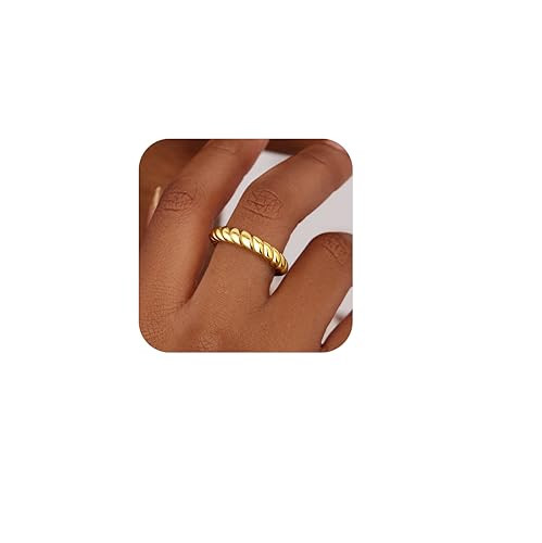 Non Tarnish Gold Chunky Rings for Women, 14K Gold Plated Statement Dome Rings Stacking Silver, Ad... | Amazon (US)