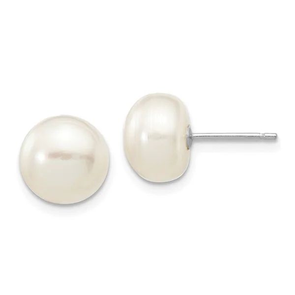 Versil 14 Karat White Gold 8-9mm White Button Freshwater Cultured Pearl Stud Earrings | Bed Bath & Beyond
